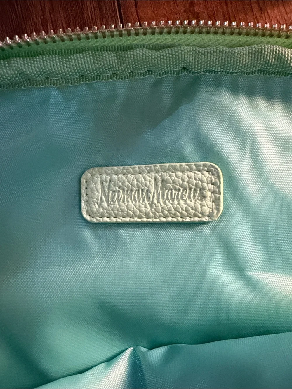 Neiman Marcus Green Two-Piece Cosmetic Pouch Set